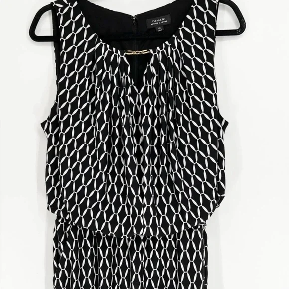 Tahari ASL Black and White Geometric Jumpsuit - Picture 8 of 11